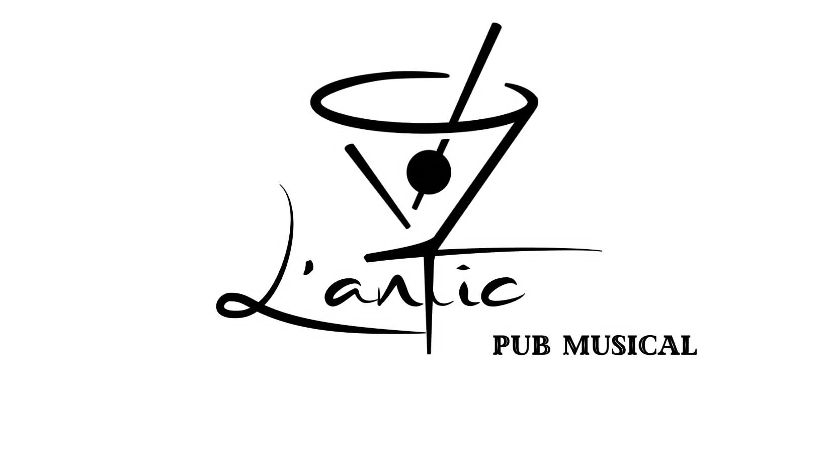 Logo del Pub l'Antic — copa de còctel amb 'L'antic Pub Musical'